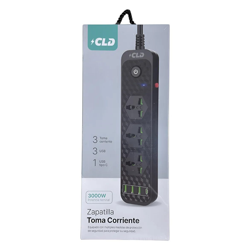 ZAPATILLA TOMA CORRIENTE 3000W USB-C CLD