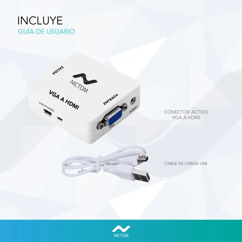 Adaptador Conversor VGA a HDMI activo Nictom - foto 3