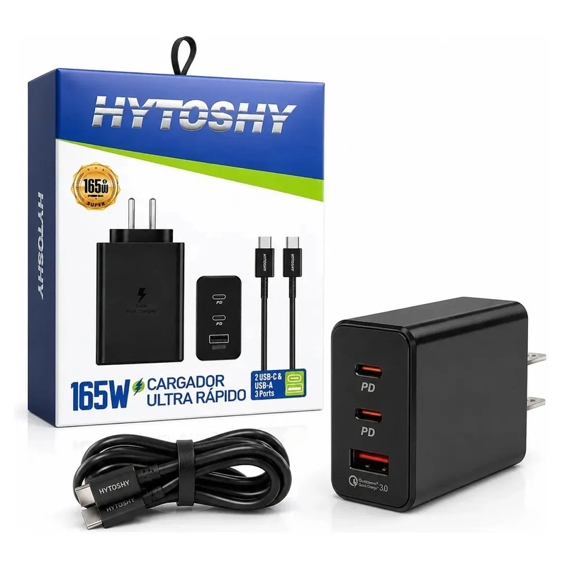 Cargador Carga Rápida 3 Puertos 165w Usb A Usb C HISOTHY - foto 2