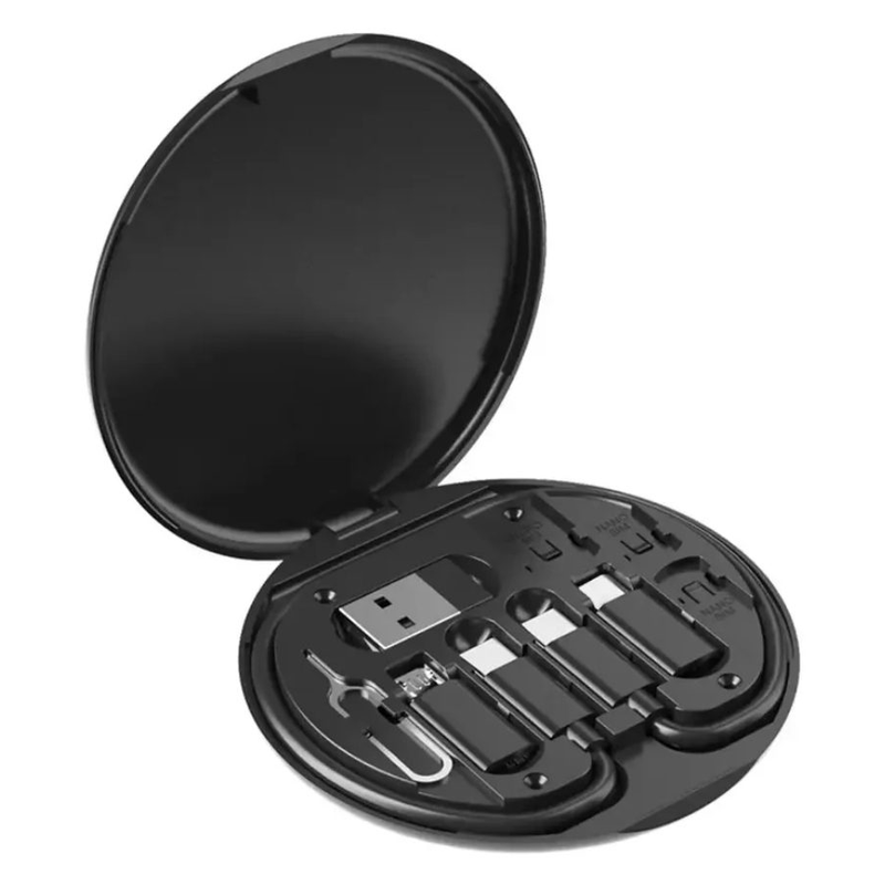 Kit Adaptador Otg Usb Y Tipo C A Micro Usb Iphon Usb-c + Cable Carga Rapida 60w + Pin Eyector + Estuche Organizador Multifuncion 6 En 1