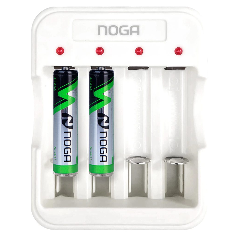 Cargador De Pilas Recargable Noga Usb + 2 Pilas AAA 1100mah