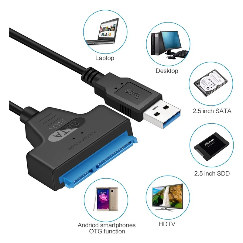 Adaptador Usb 3.0 A Sata 2.5 Discos Rigidos - Ssd - Grabadora - foto 1