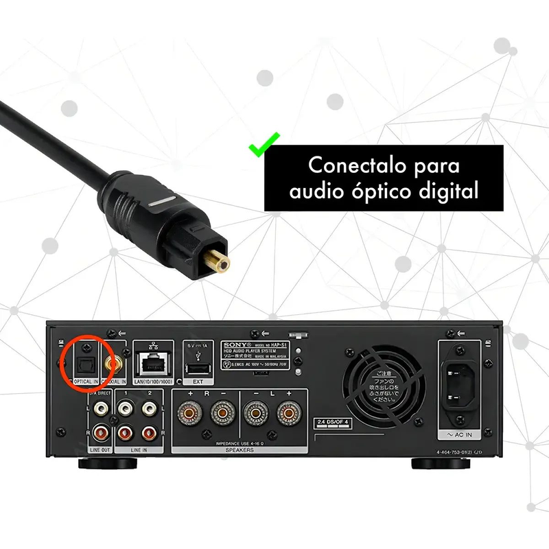 Cable Audio Digital Alta Calidad Fibra Optica 1,5m Toslink - foto 3