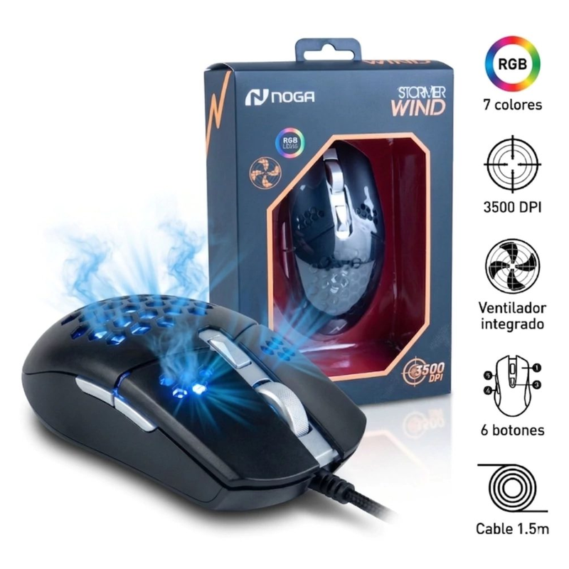 MOUSE GAMER RGB CON VENTILACIÓN Noga Stormer Wind - foto 2