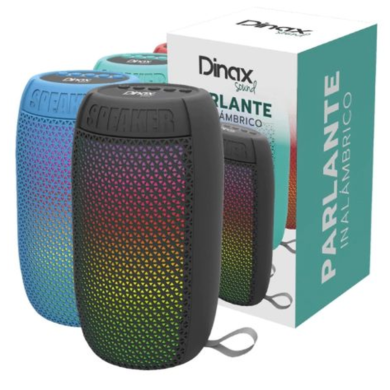 Parlante Bluetooth Inalámbrico Dinax Portátil Luces LED RGB Rojo - foto 2