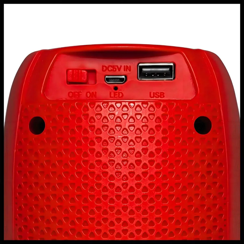 Parlante Bluetooth Inalámbrico Dinax Portátil Luces LED RGB Rojo - foto 3