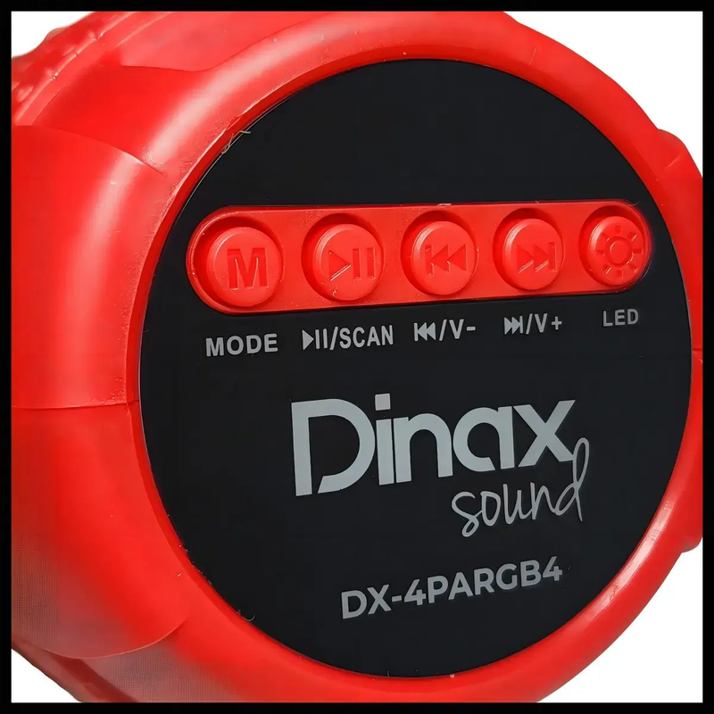 Parlante Bluetooth Inalámbrico Dinax Portátil Luces LED RGB Rojo - foto 4