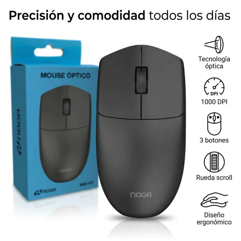 Mouse oficina NOGA optico USB 1000dpi NGM-621 - foto 2