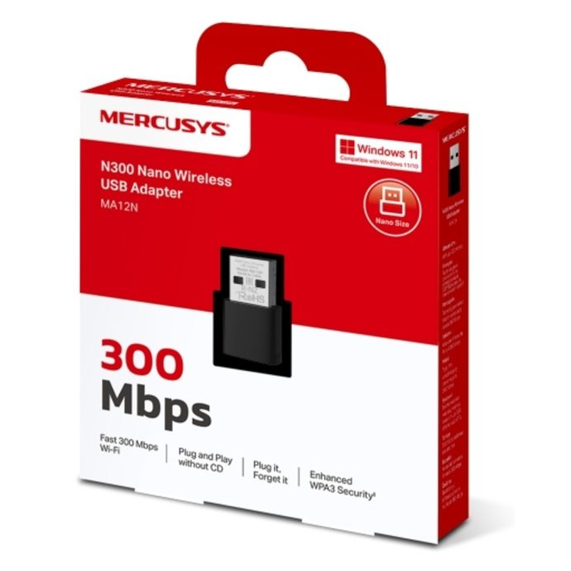 ADAPTADOR de Red WiFi Wireless USB PC 300mbps Mercusys