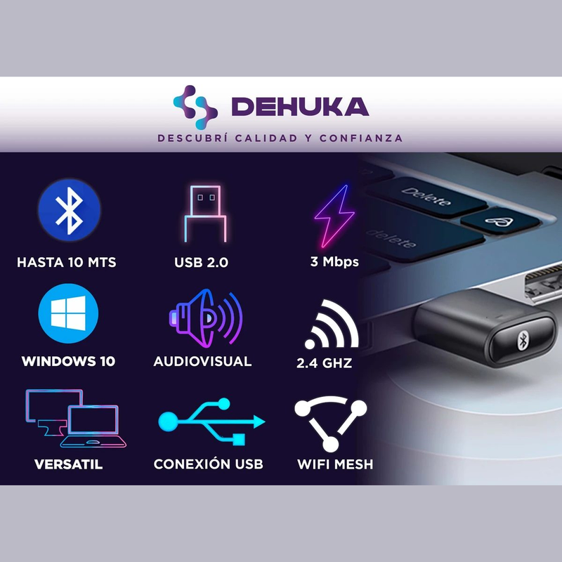 ADAPTADOR DEHUKA INALAMBRICO USB BLUETOOTH PC Dongle - foto 2