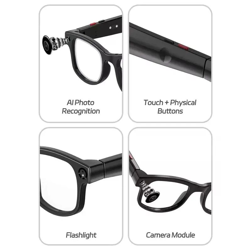 Gafas Inteligentes Anteojos Camara Musica Video Traductor Ia Transparante Negro - foto 4