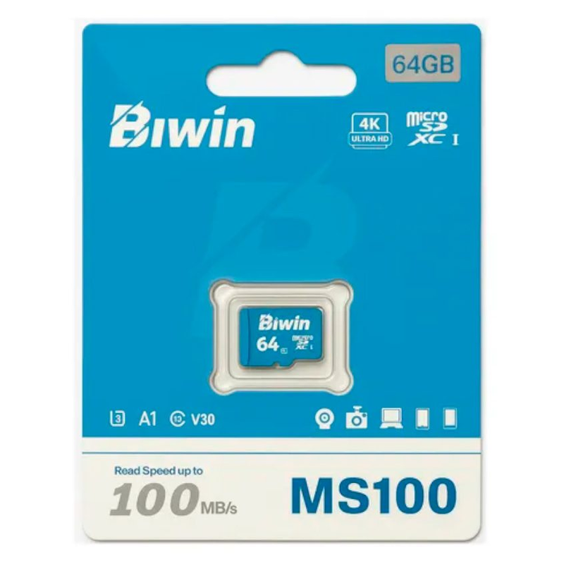 Tarjeta de Memoria MicroSD 64GB Biwin – Alta Velocidad (V30 / U3 / A1) - foto 2