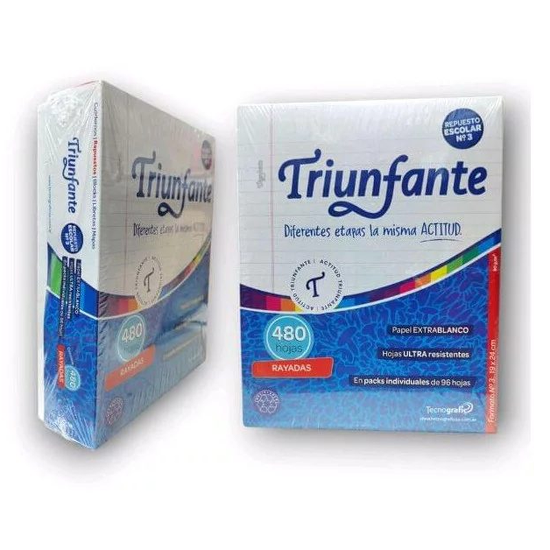 Repuesto hojas N3 TRIUNFANTE 480H rayadas