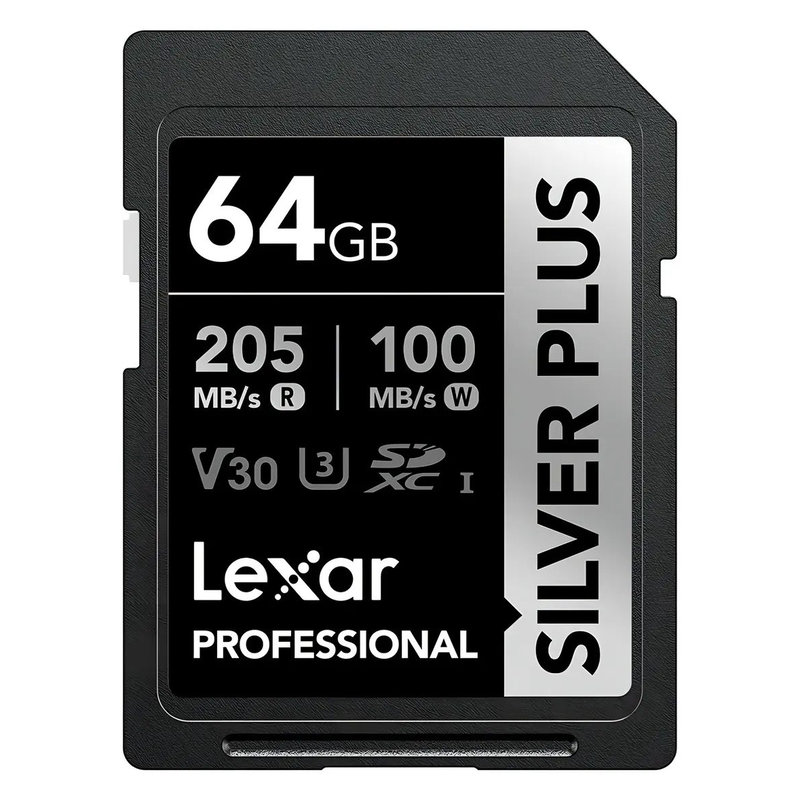Tarjeta de Memoria Sd para cámaras fotográficas Lexar Silver Plus Sdxc 64gb U3 V30 4k 205mb/s - foto 1