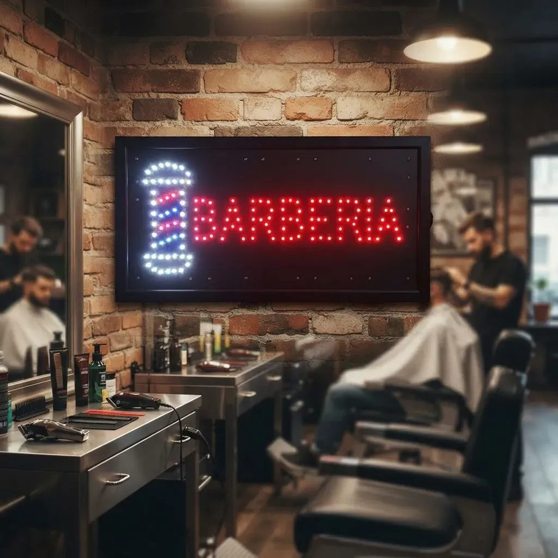 Cartel Led Barberia Luminioso Barber Barbero Barbershop - foto 3