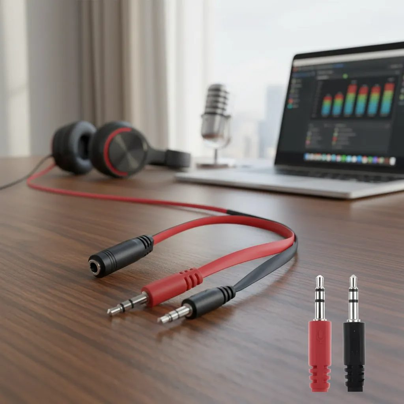 Adaptador Audio Y Micrófono De Pc A Auricular De Una Ficha miniplug 3,5mm a audio microfono - foto 3