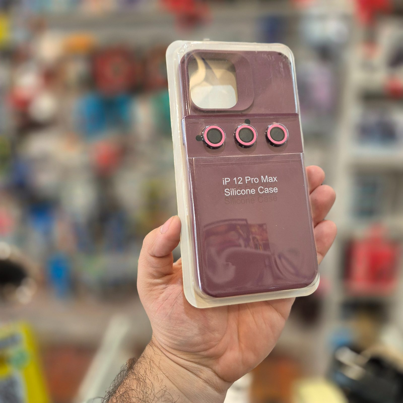Funda Silicon Case con protector de camaras iPhone 12 Pro Max