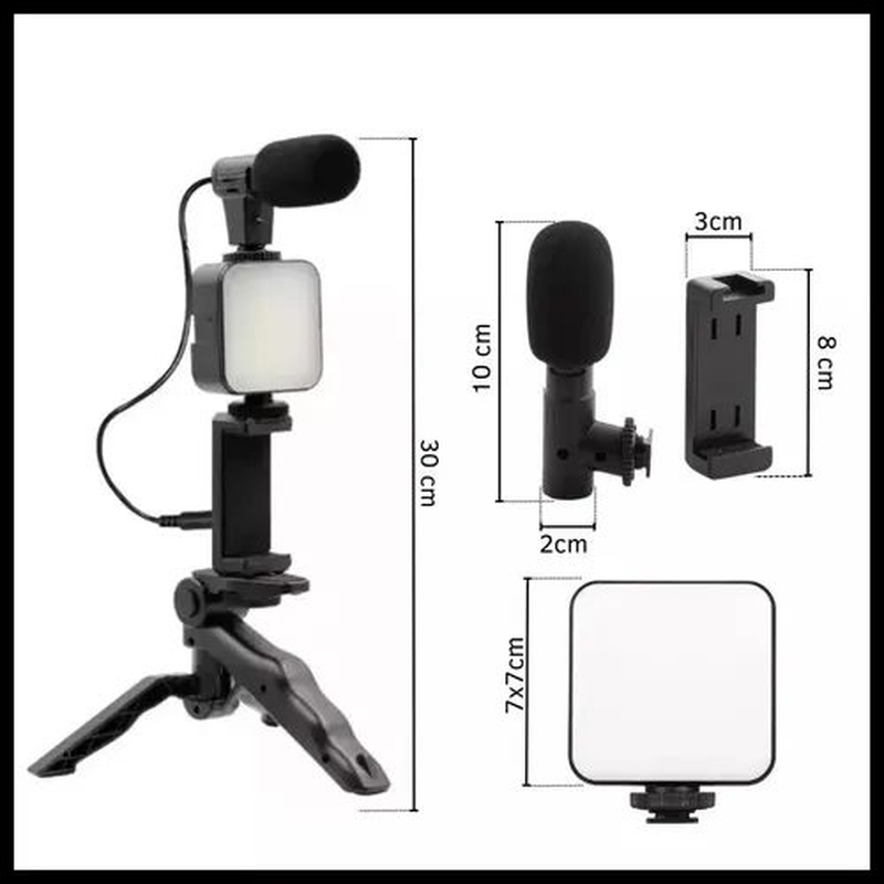 Tripode Soporte Kit grabación streamer micrfono luz led - foto 3